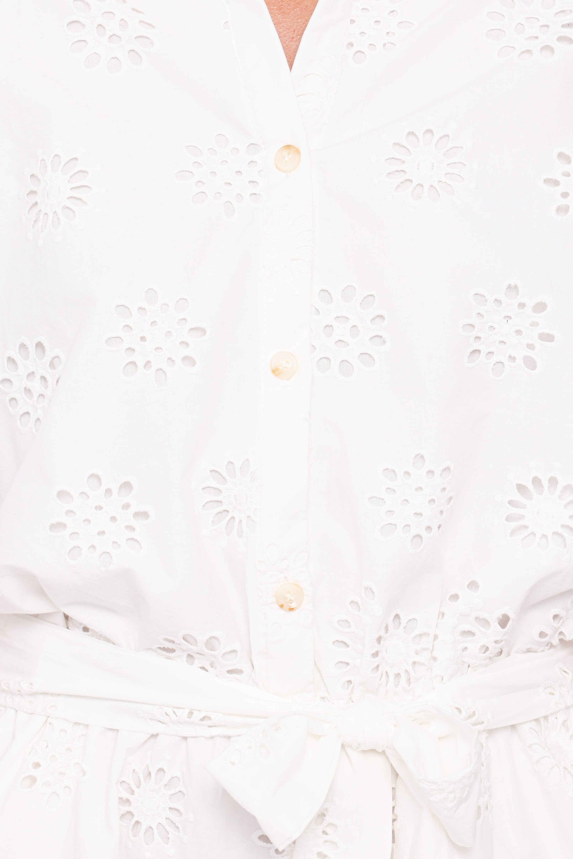 Petal and Pup USA PLAYSUITS Jamie Tie Front Romper - White Broderie