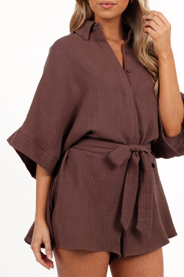 Petal and Pup USA PLAYSUITS Jemmy Romper - Chocolate Brown
