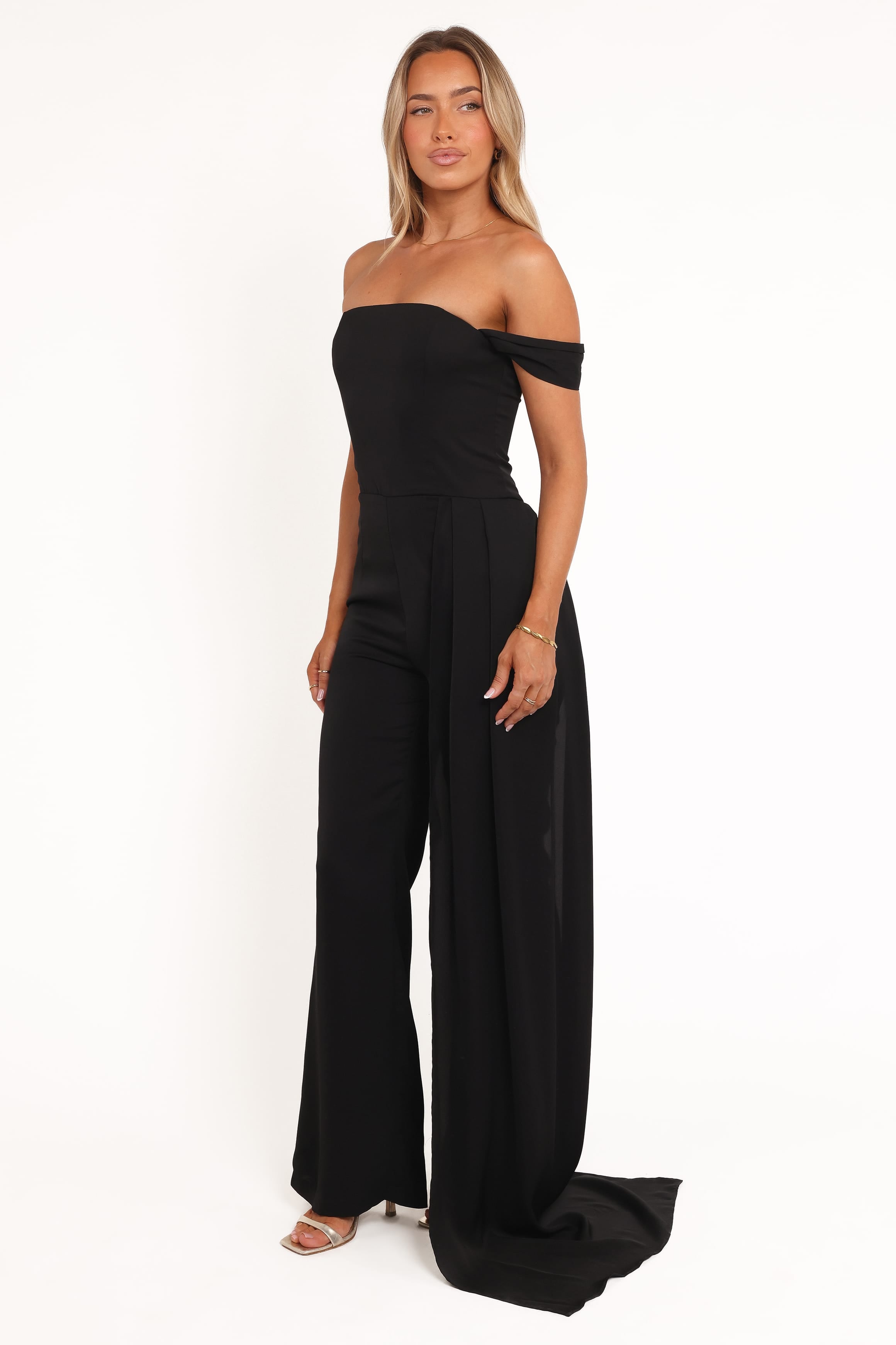 Petal and Pup USA PLAYSUITS Jenny Off Shoulder Jumpsuit - Black