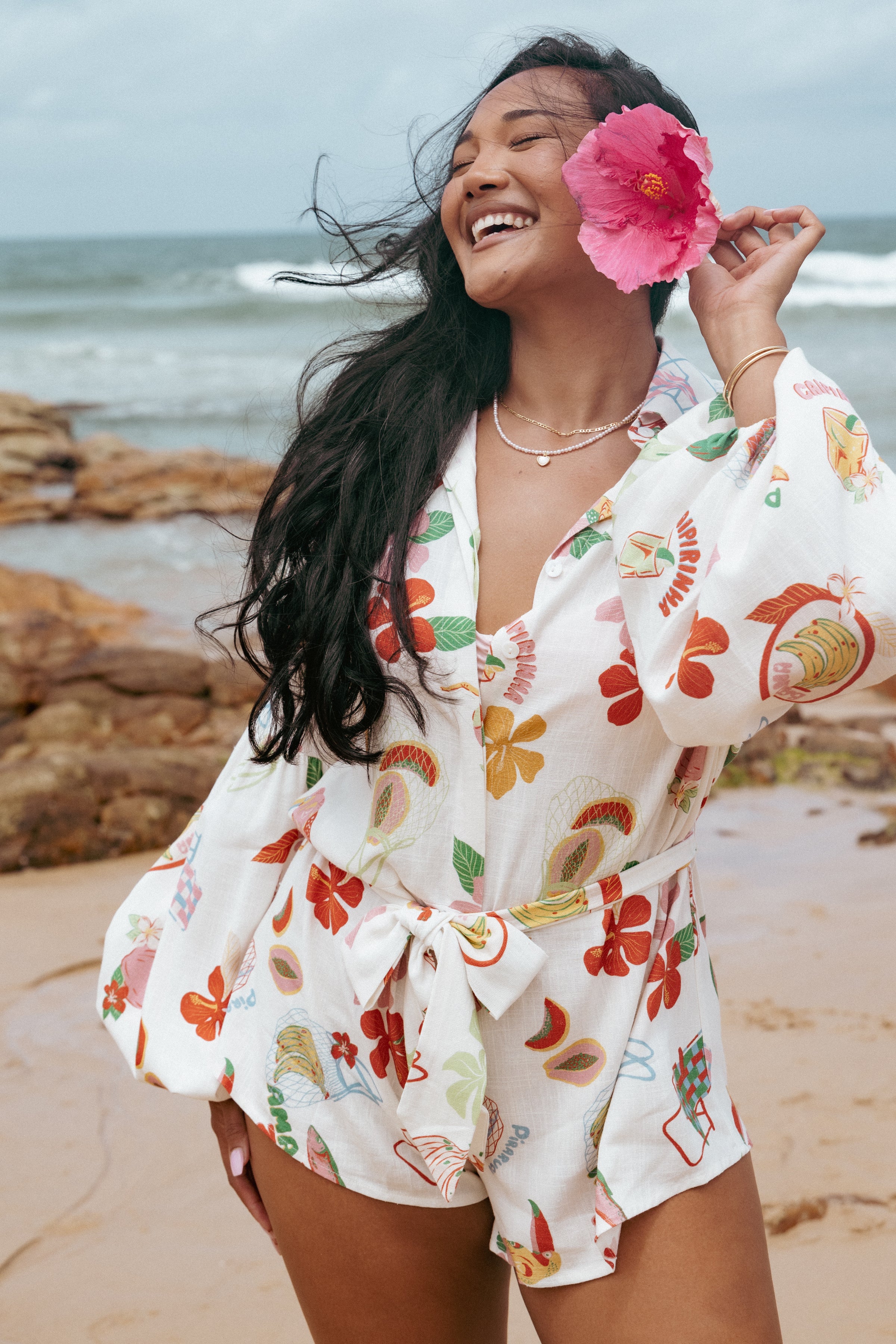 Petal and Pup USA PLAYSUITS Jillia Long Sleeve Romper - Alfresco