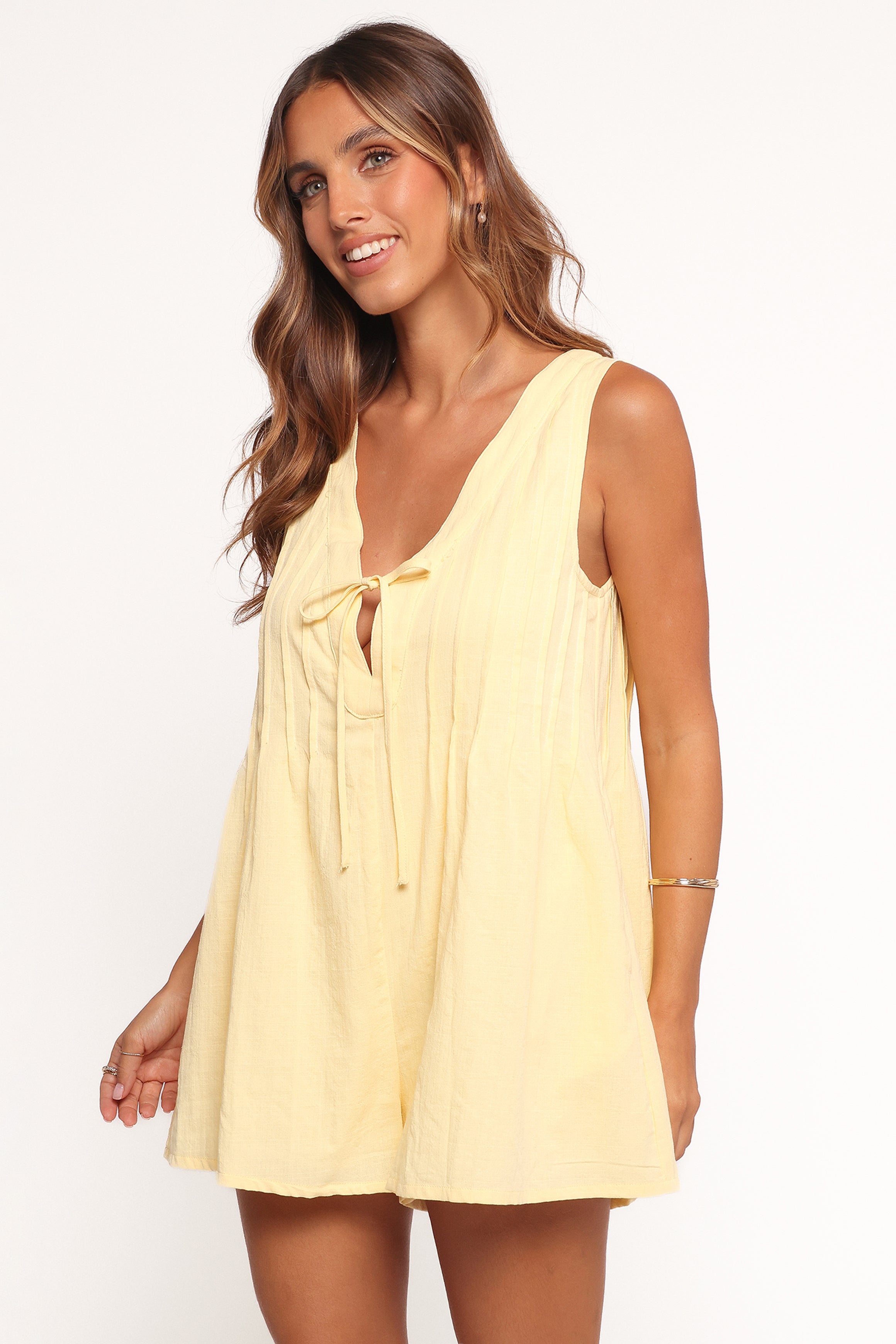 Petal and Pup USA PLAYSUITS Kallie Tie Front Romper - Butter Yellow