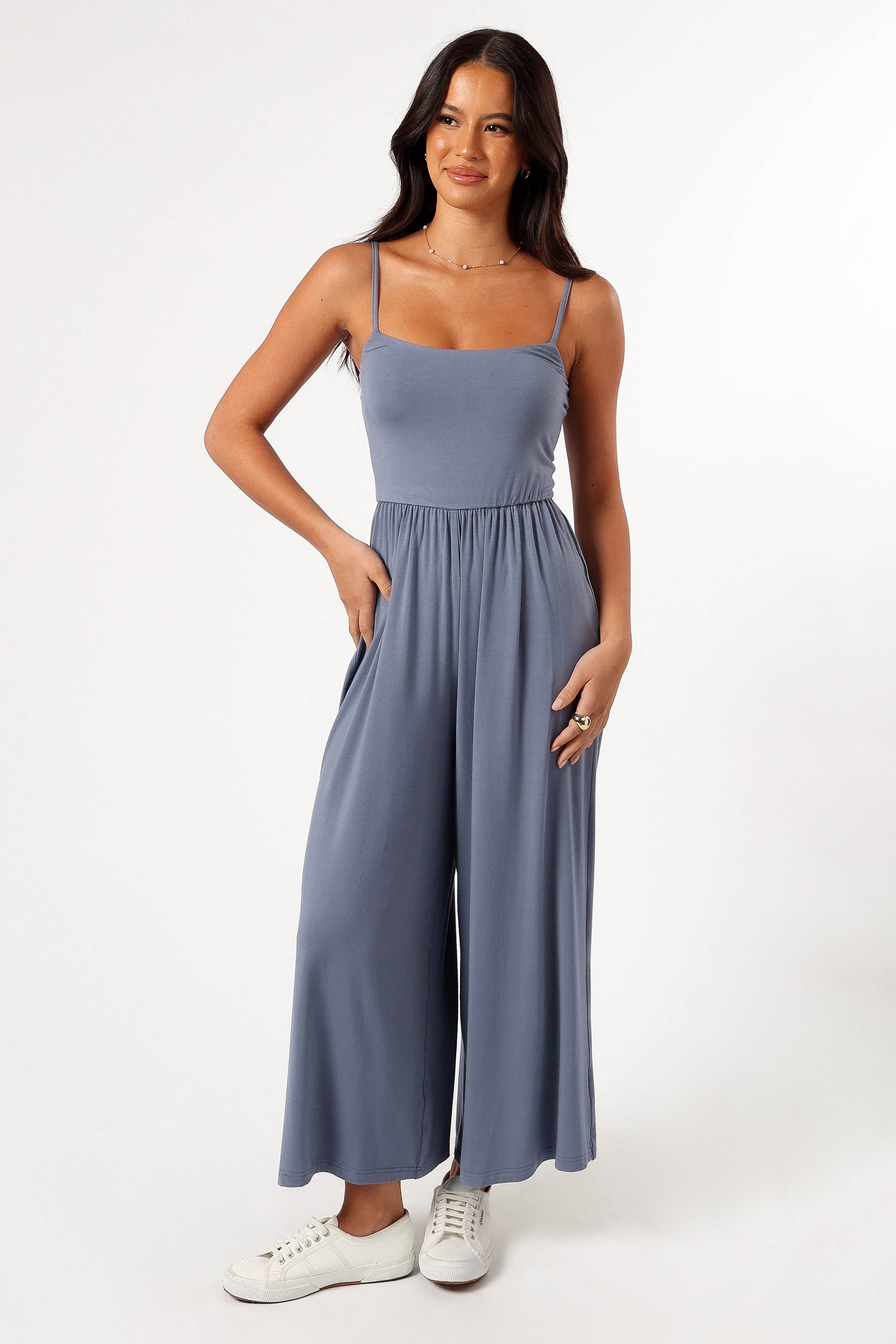 Petal and Pup USA PLAYSUITS Kameron Knit Jumpsuit - Dusty Blue