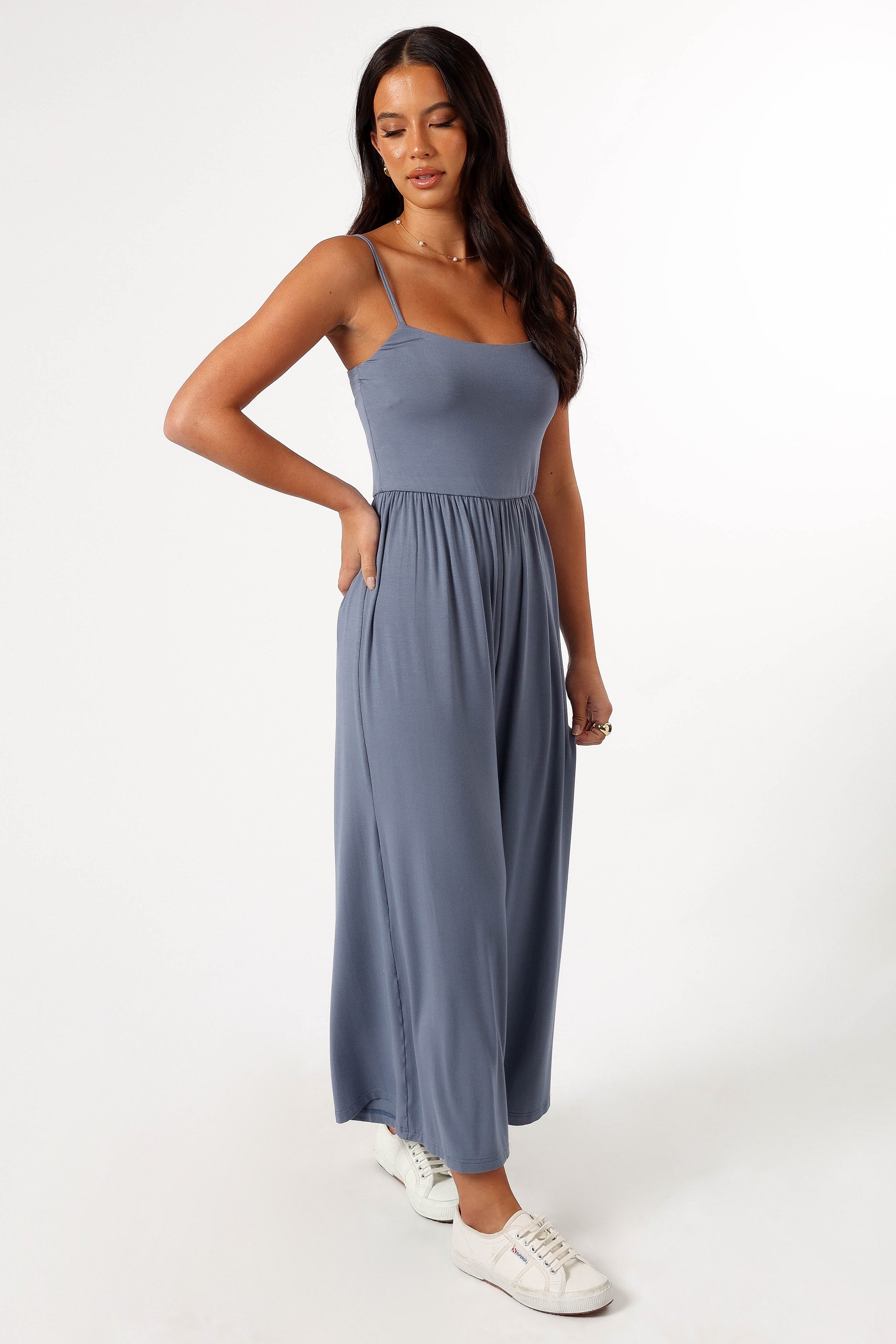Petal and Pup USA PLAYSUITS Kameron Knit Jumpsuit - Dusty Blue