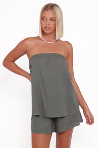 Petal and Pup USA PLAYSUITS Karlen Strapless Romper - Palm Green
