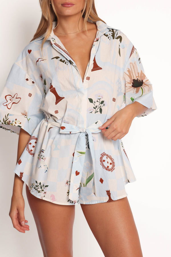 Petal and Pup USA PLAYSUITS Luisa Romper - Blue Floral