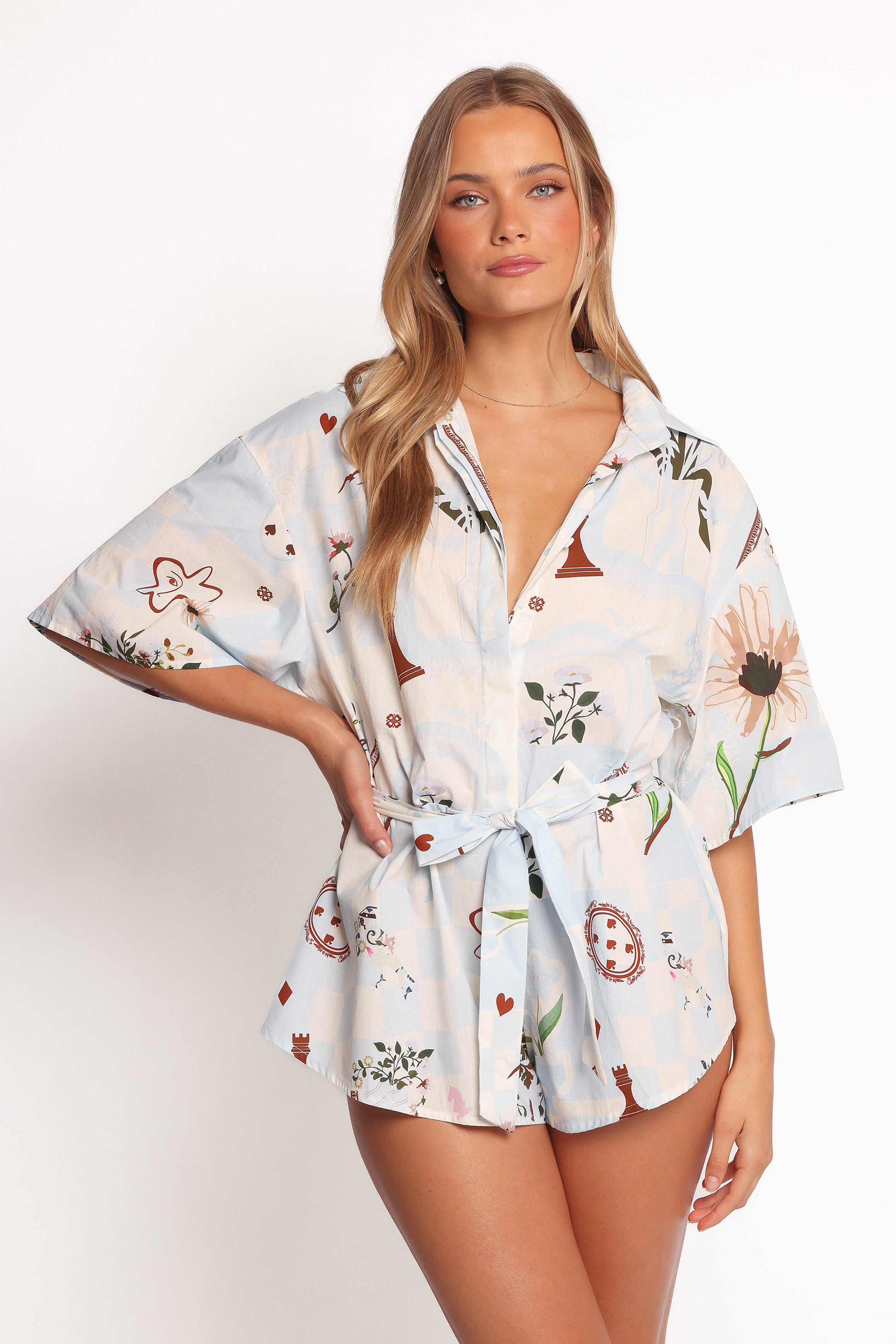 Petal and Pup USA PLAYSUITS Luisa Romper - Blue Floral