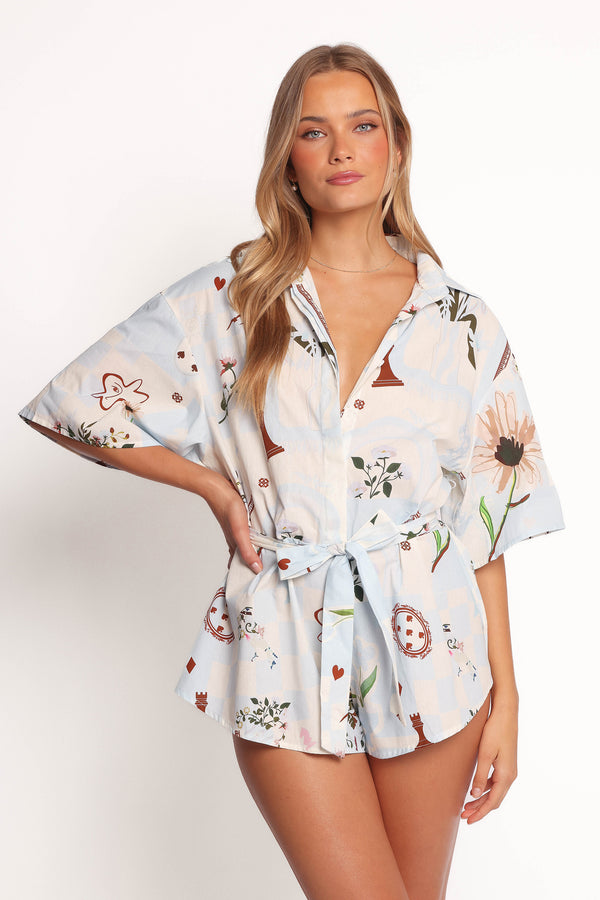 Petal and Pup USA PLAYSUITS Luisa Romper - Blue Floral