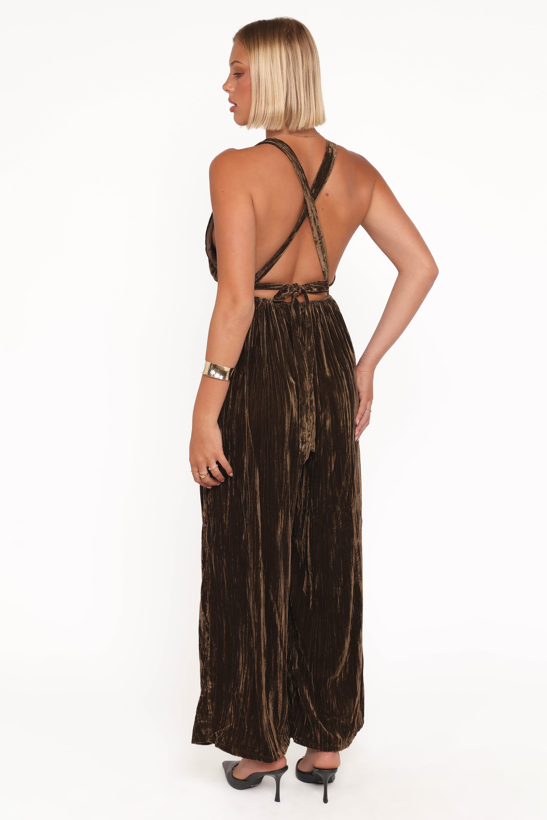 Petal and Pup USA PLAYSUITS Melody Velvet Jumpsuit - Mocha Olive