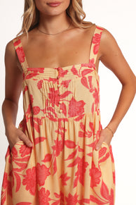 Petal and Pup USA PLAYSUITS Nani Romper - Red Yellow Paisley Floral