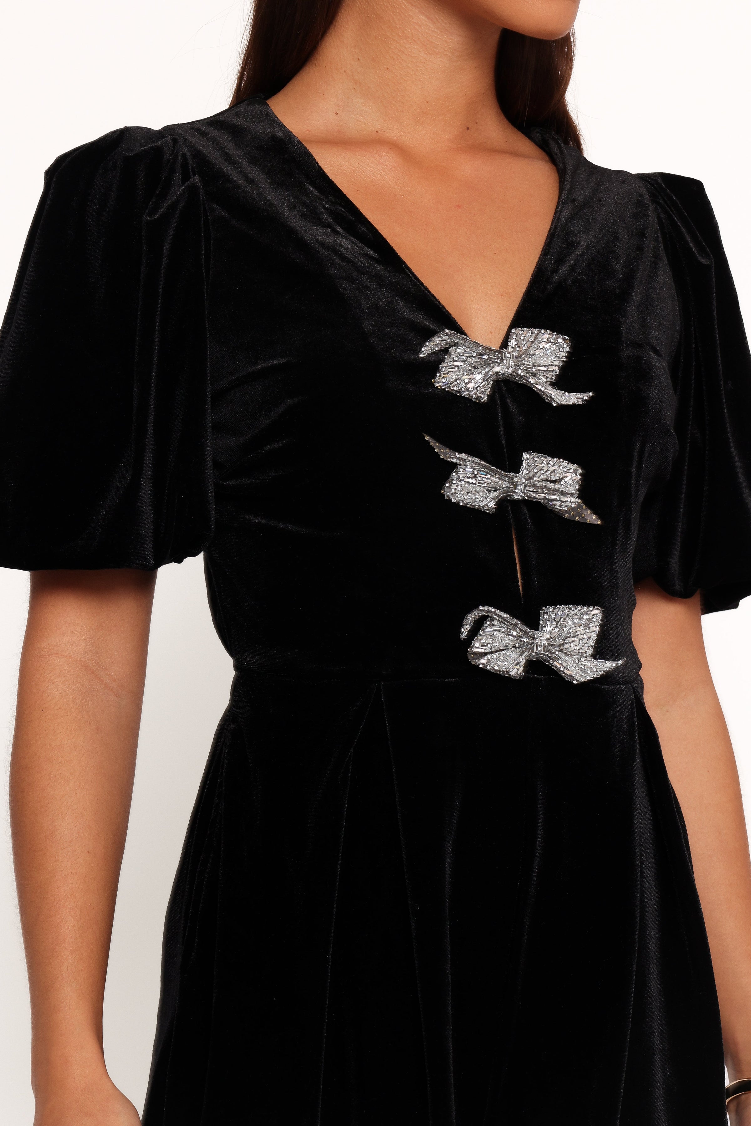 Petal and Pup USA PLAYSUITS Norah Velvet Romper - Black