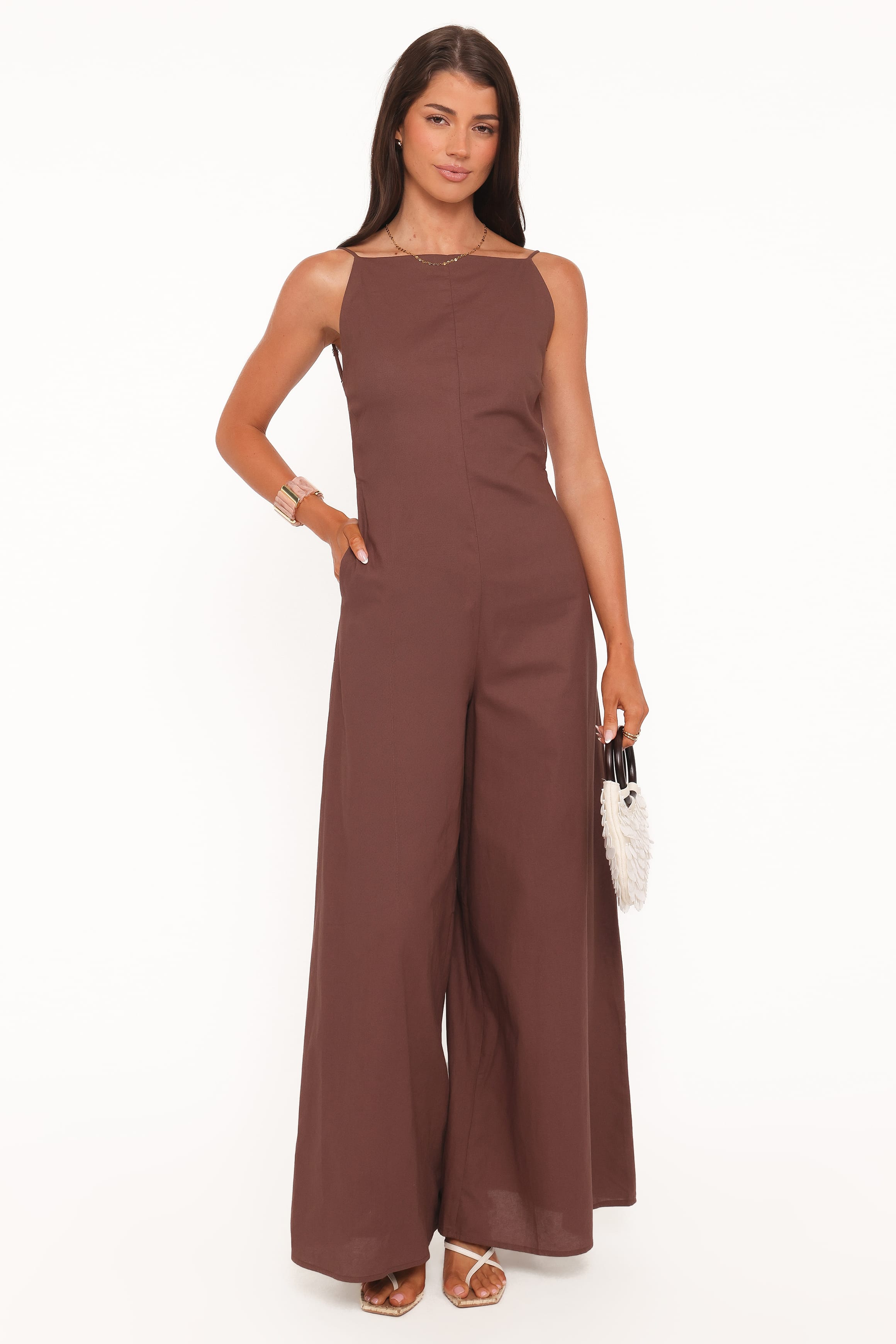Ophilia Open Back Jumpsuit - Dark Brown | Petal & Pup USA