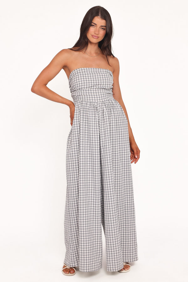 Petal and Pup USA PLAYSUITS Paige Strapless Jumpsuit - Black White Gingham