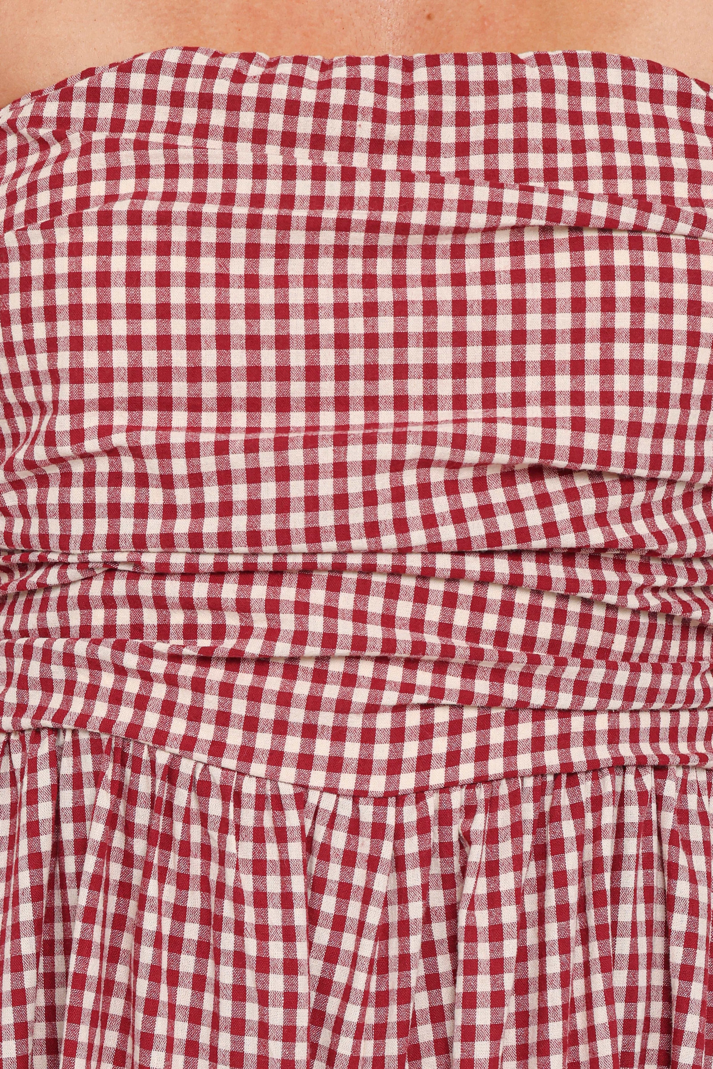 Petal and Pup USA PLAYSUITS Paige Strapless Jumpsuit - Red Gingham