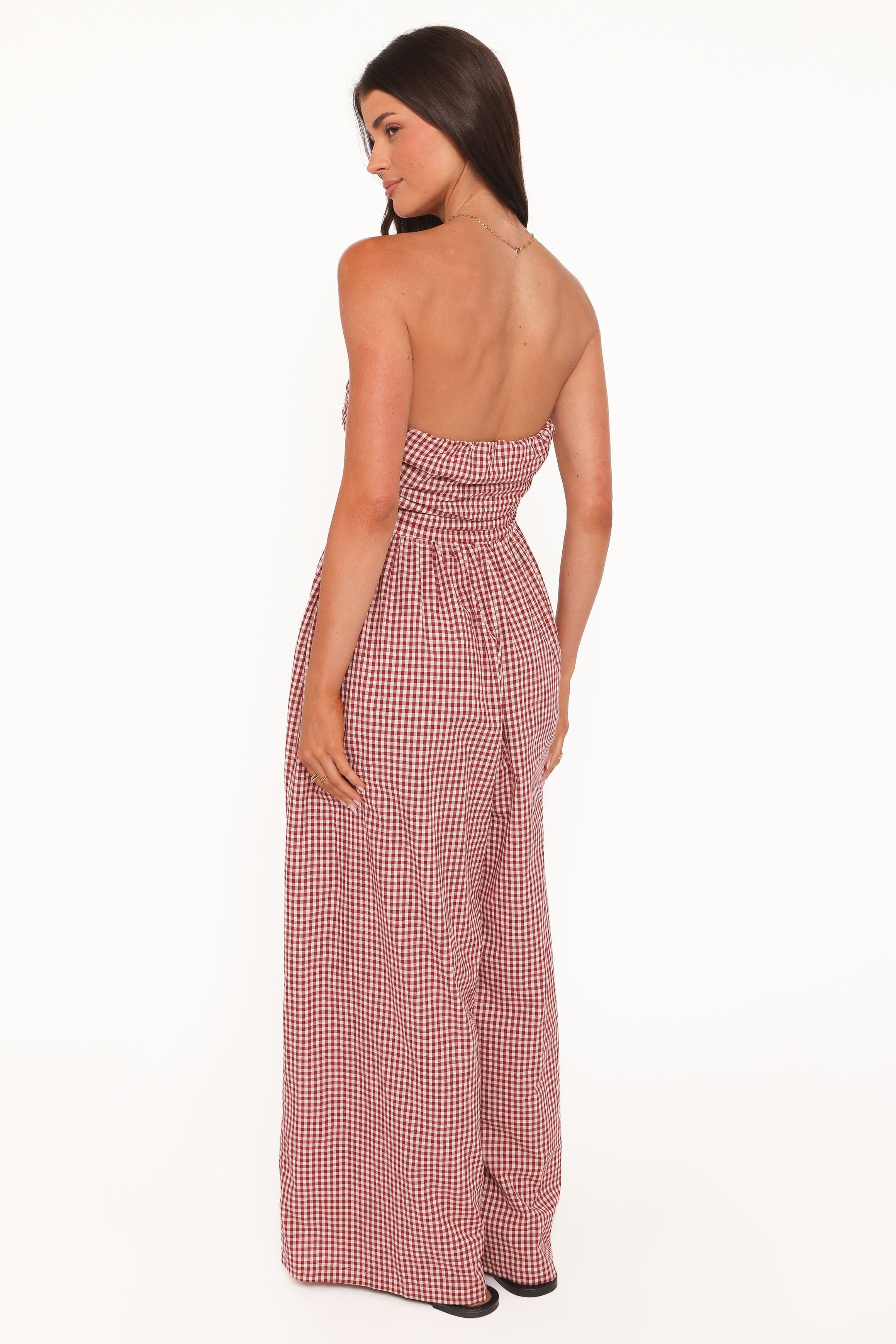 Petal and Pup USA PLAYSUITS Paige Strapless Jumpsuit - Red Gingham