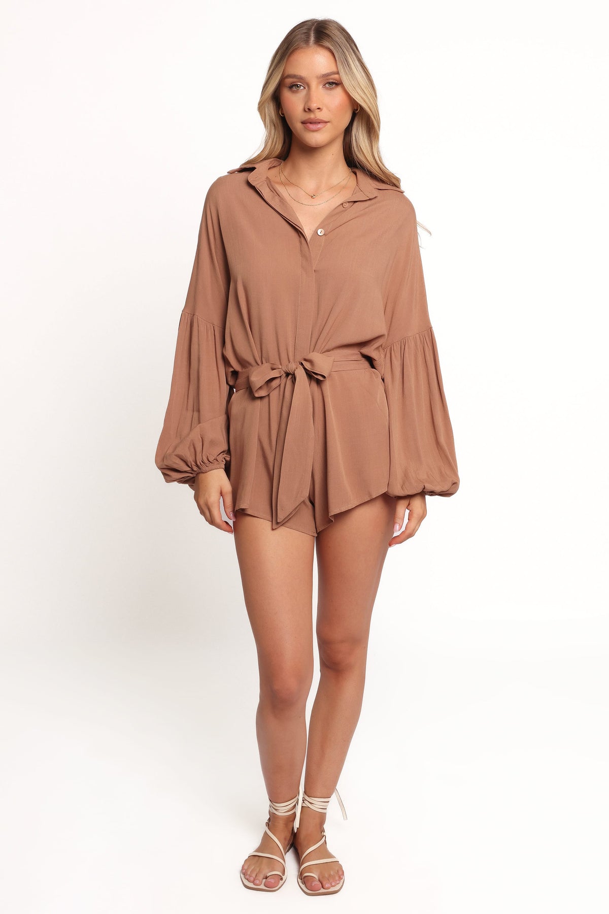 Petal and Pup USA PLAYSUITS Pali Romper - Mocha (Hold for Rack)