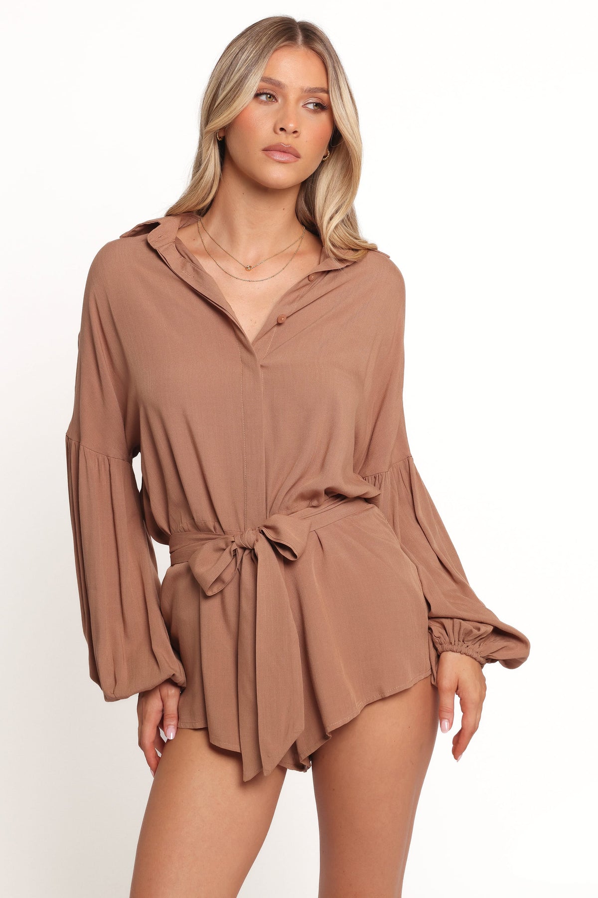 Petal and Pup USA PLAYSUITS Pali Romper - Mocha (Hold for Rack)