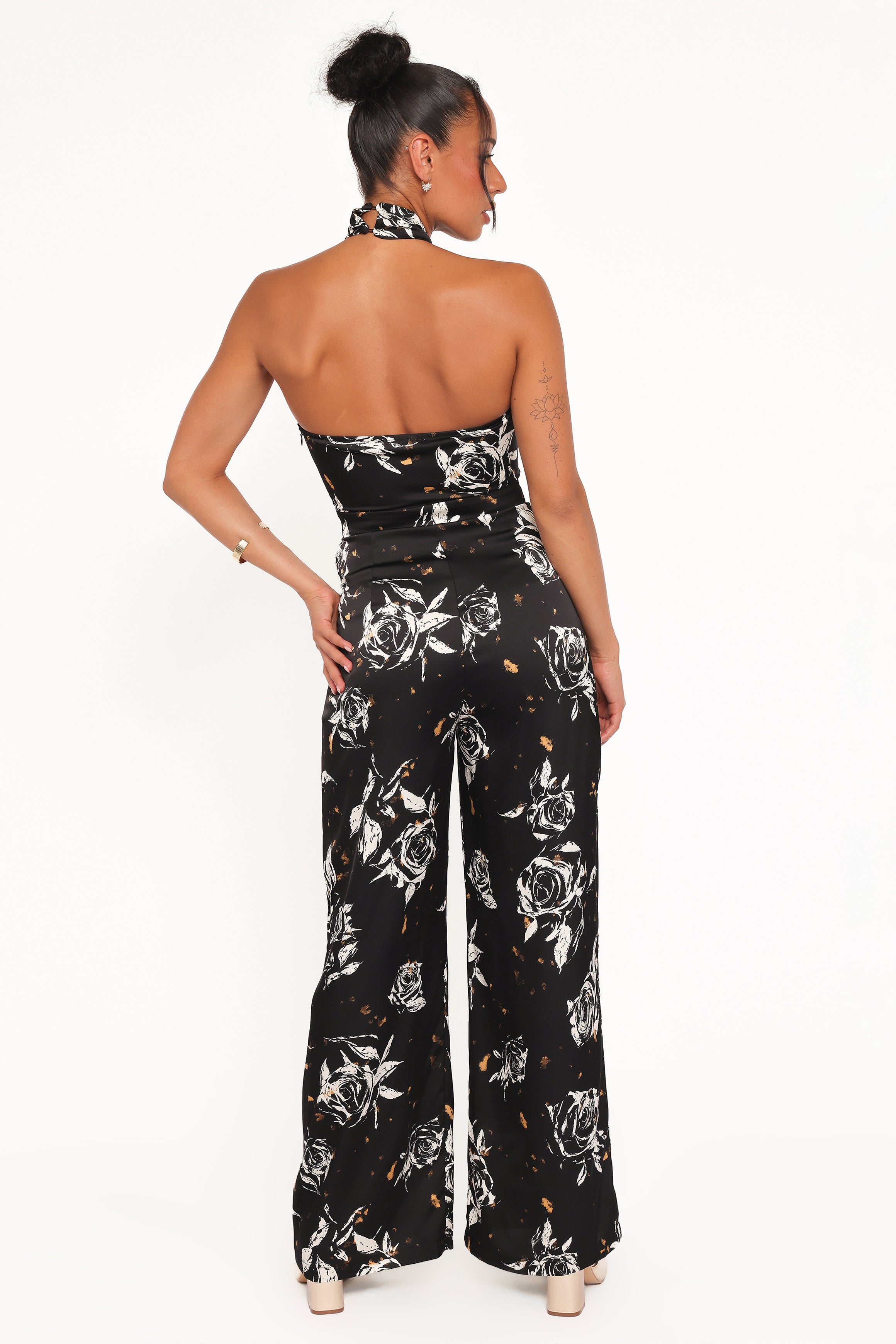 Petal and Pup USA PLAYSUITS Raelynn Halter Jumpsuit - Black Floral