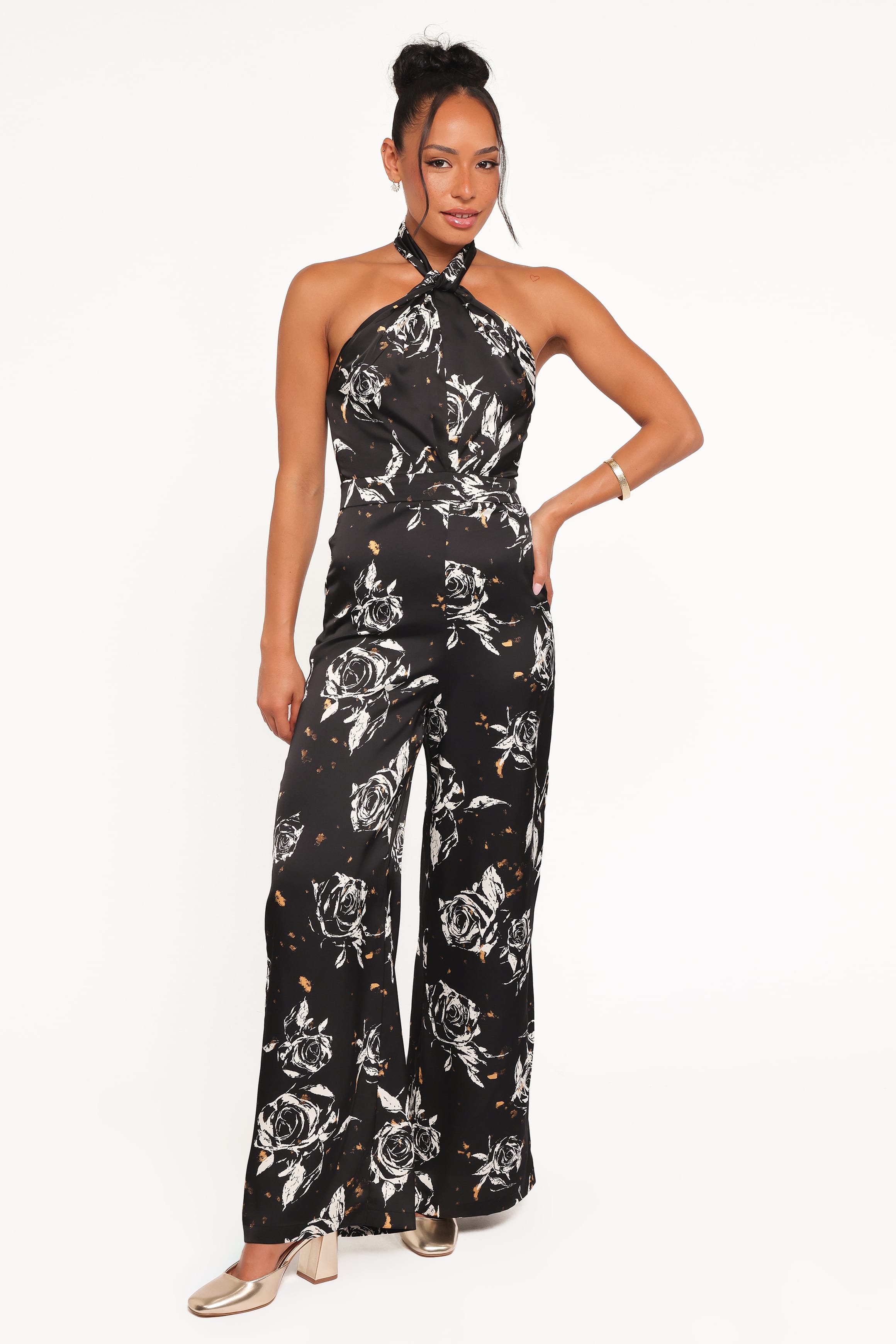 Raelynn Halter Jumpsuit - Black Floral | Petal & Pup USA