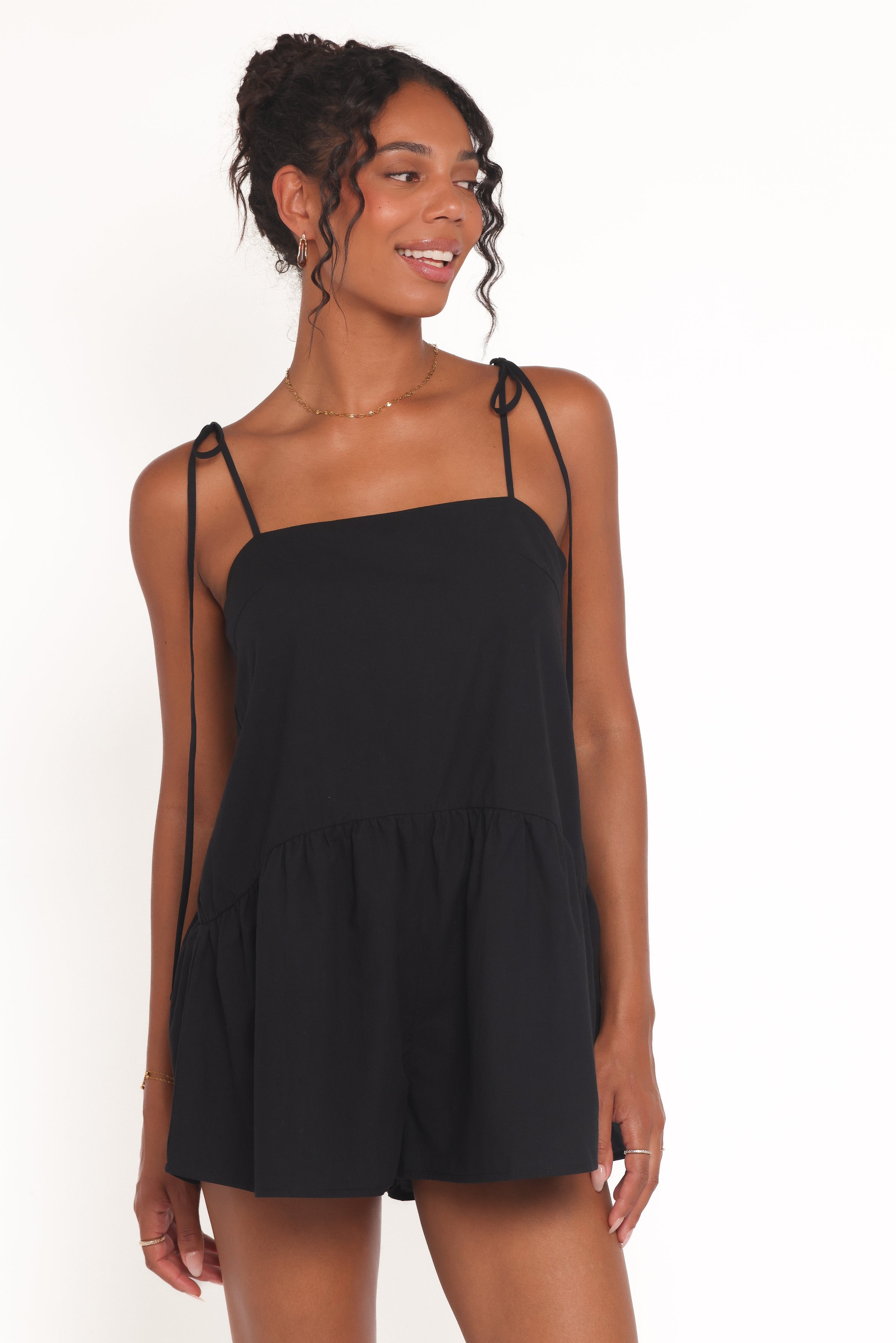 Petal and Pup USA PLAYSUITS Rubie Tie Shoulder Romper - Black