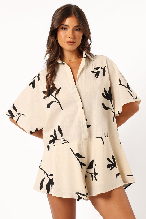 Petal and Pup USA PLAYSUITS Sebastian Romper - White Black Print