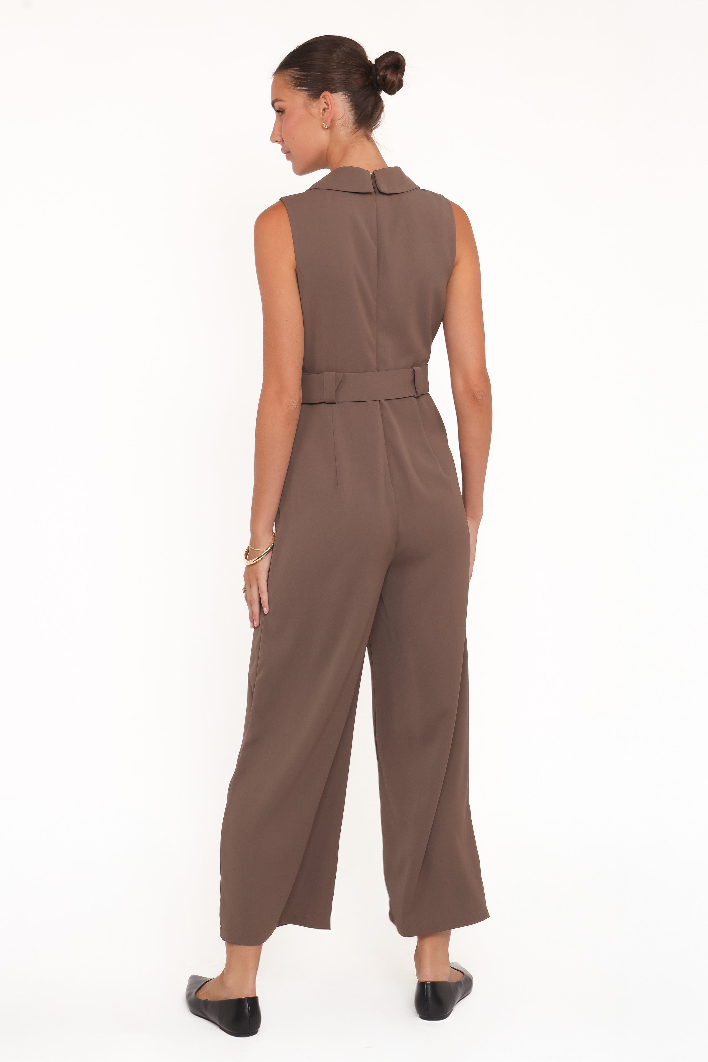 Petal and Pup USA PLAYSUITS Sienna Belted Jumpsuit - Khaki Brown