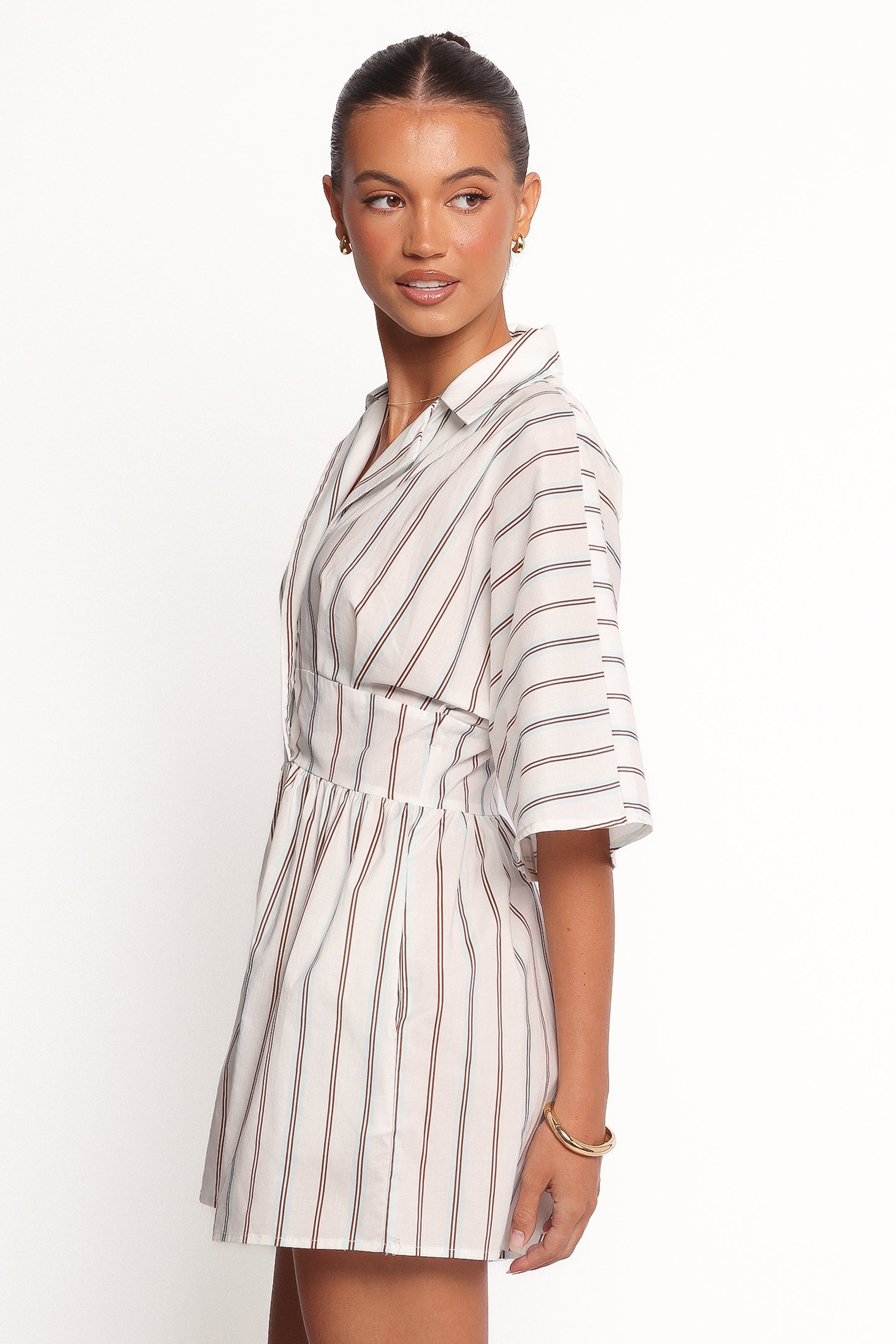 Petal and Pup USA PLAYSUITS Sonyalle Romper - Blue Brown Stripe (Hold for Rack)
