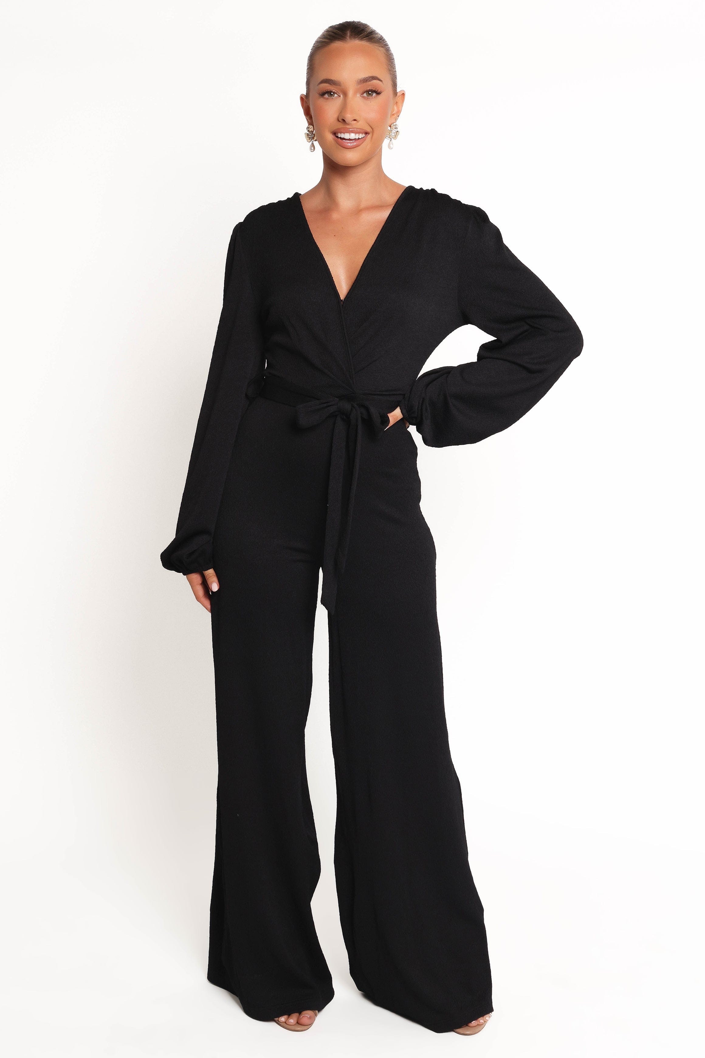 Petal and Pup USA PLAYSUITS Yelena Long Sleeve Jumpsuit - Black