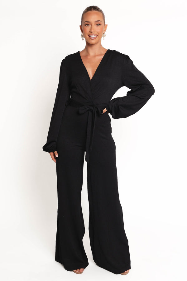 Petal and Pup USA PLAYSUITS Yelena Long Sleeve Jumpsuit - Black