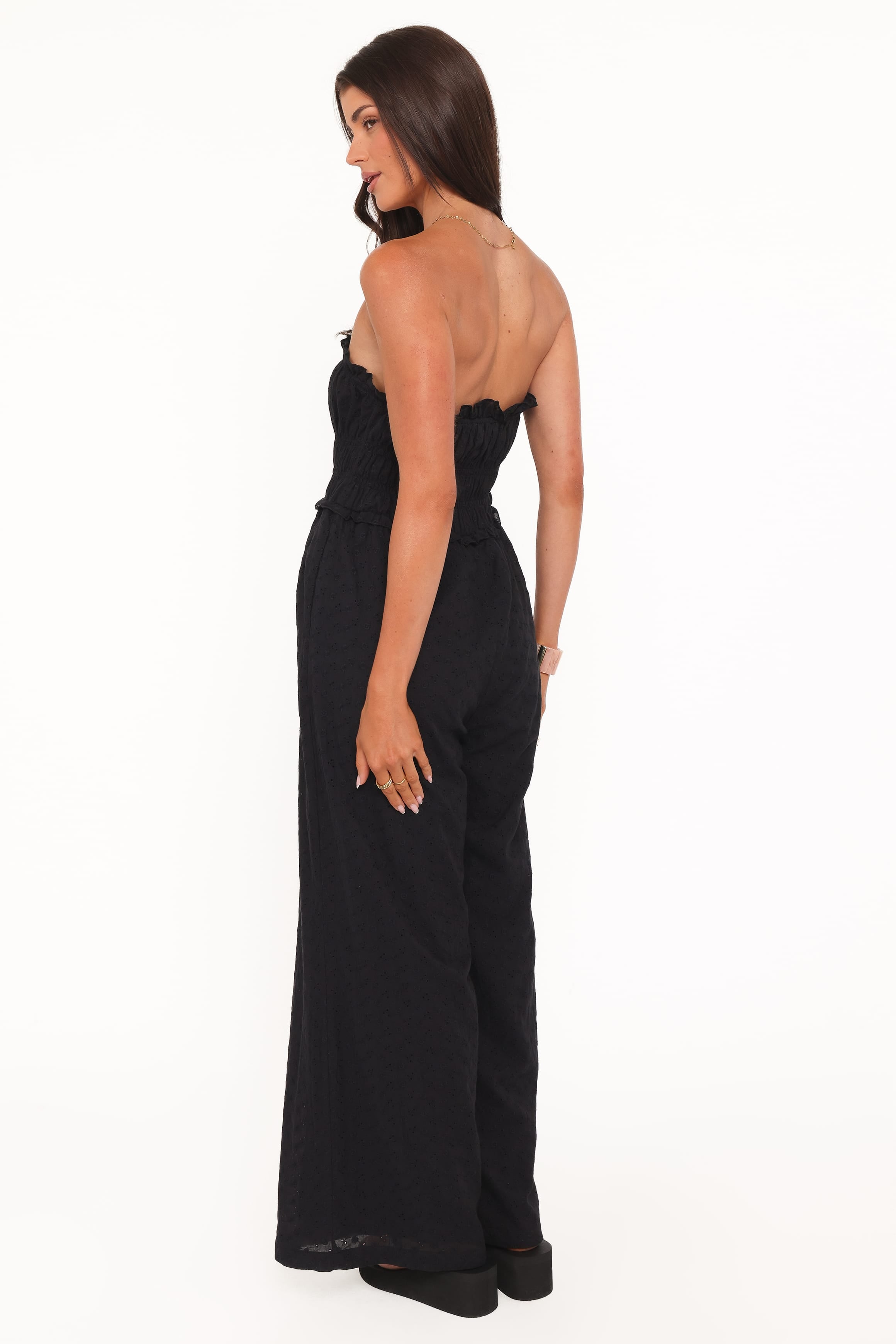 Petal and Pup USA PLAYSUITS Yulissa Strapless Jumpsuit - Black Broderie