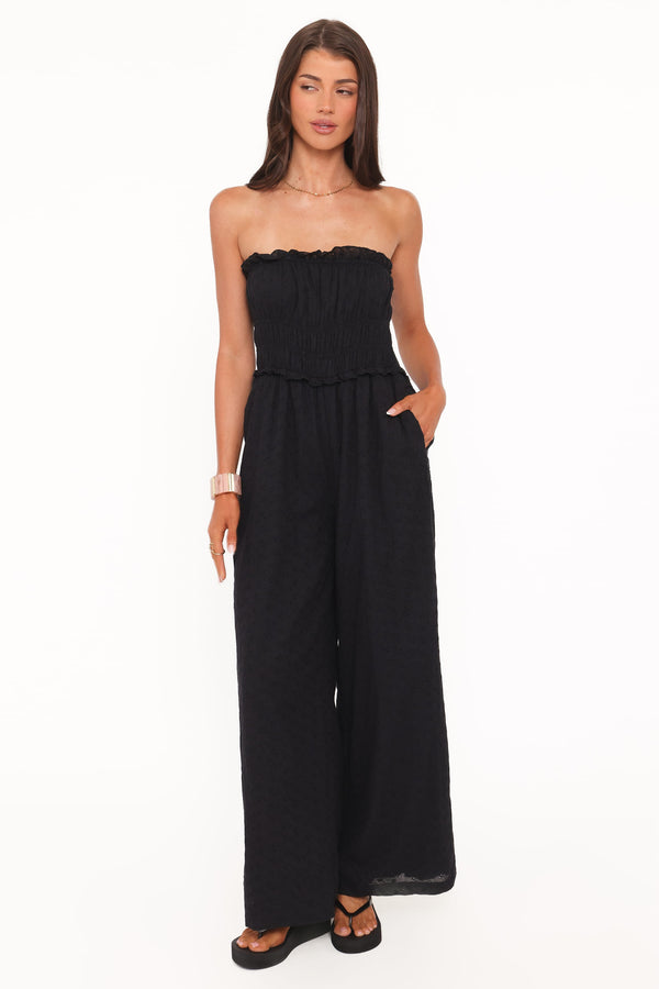 Petal and Pup USA PLAYSUITS Yulissa Strapless Jumpsuit - Black Broderie