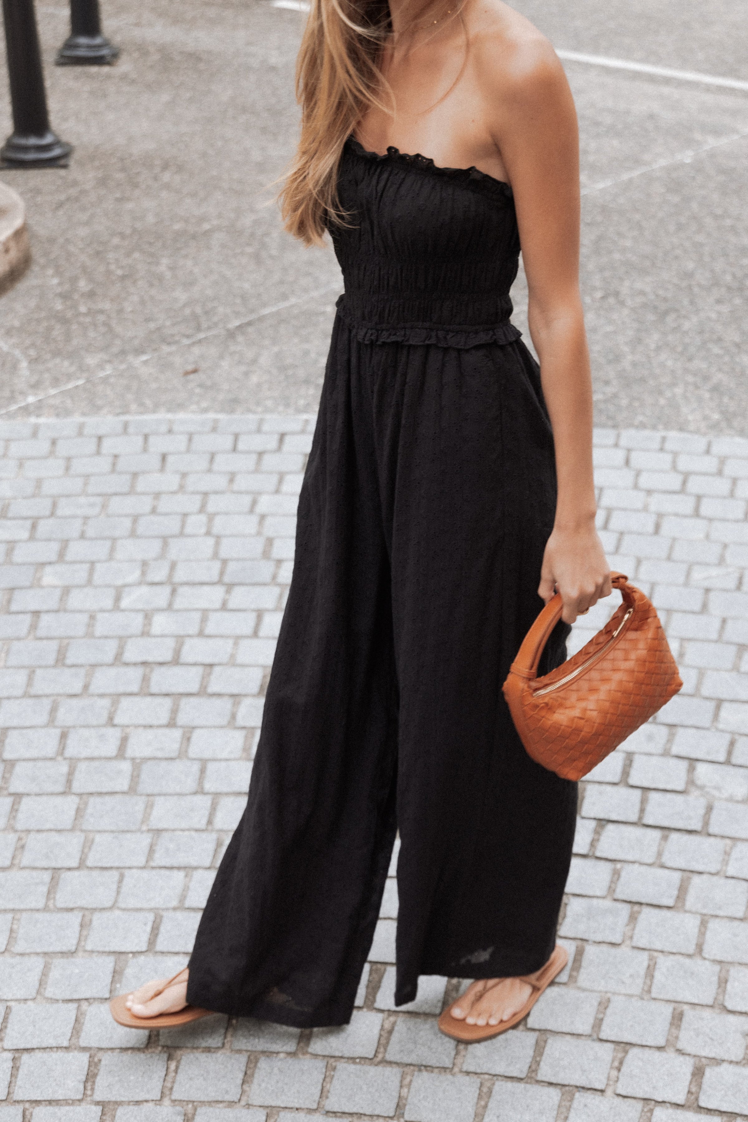 Petal and Pup USA PLAYSUITS Yulissa Strapless Jumpsuit - Black Broderie