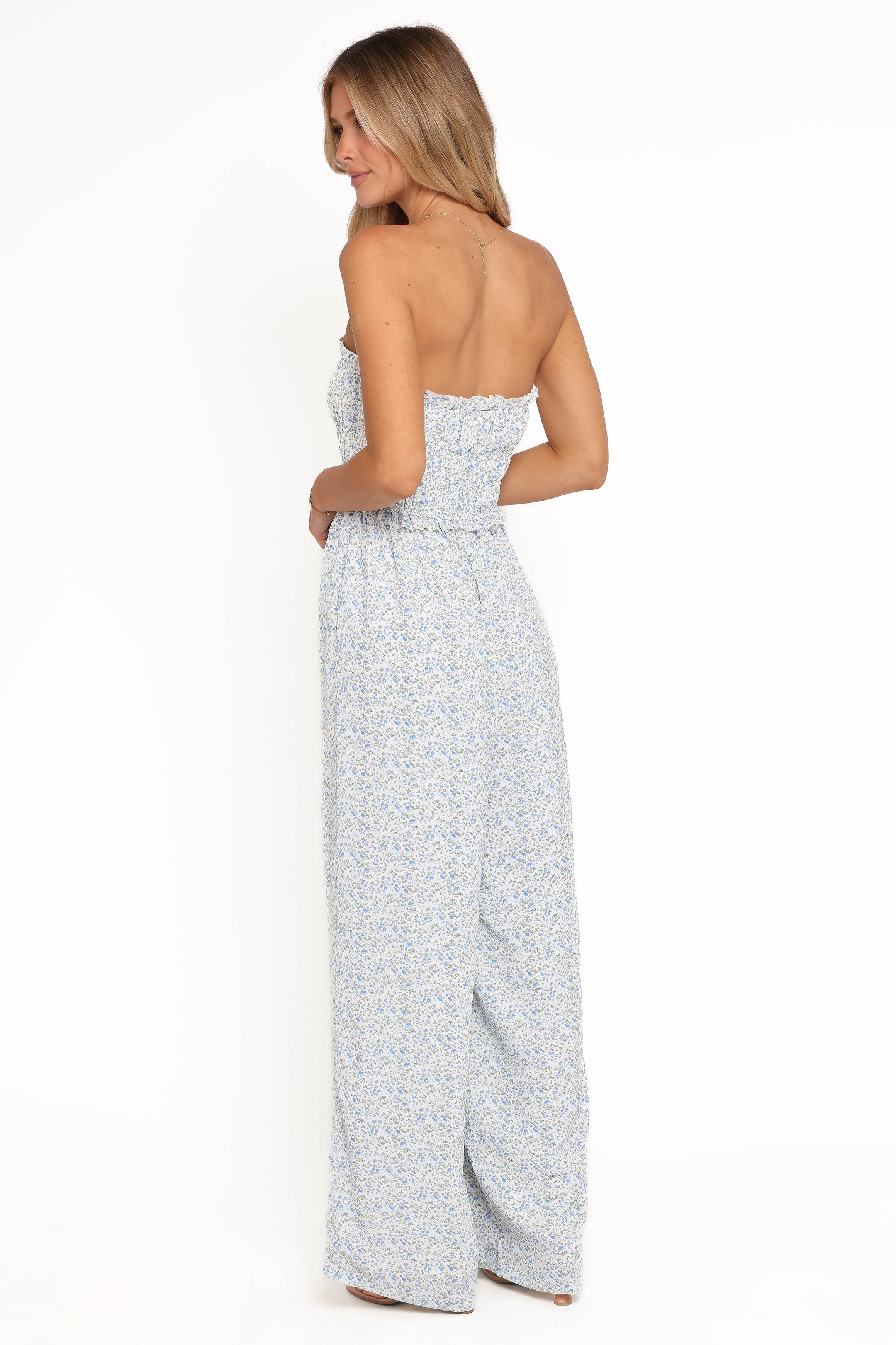 Petal and Pup USA PLAYSUITS Yulissa Strapless Jumpsuit - Blue Floral