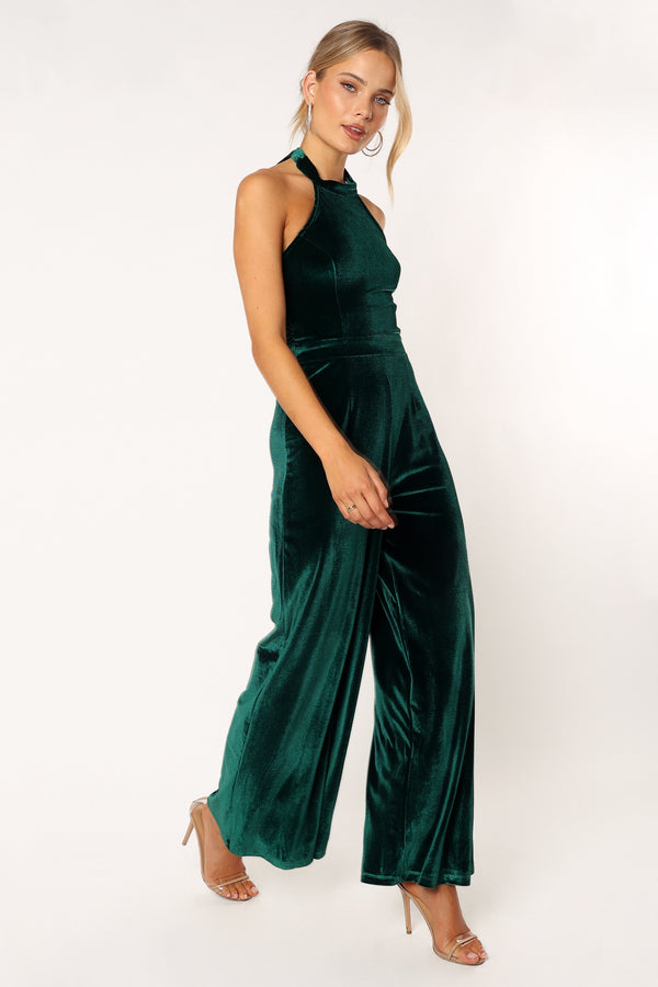 Petal and Pup USA Rompers Aria Velvet Jumpsuit - Emerald