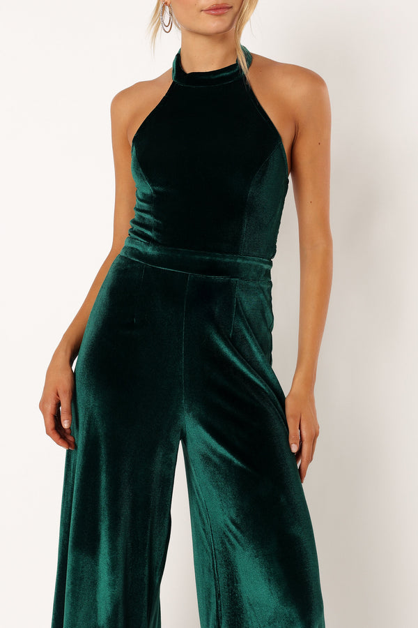 Petal and Pup USA Rompers Aria Velvet Jumpsuit - Emerald