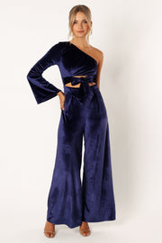 Petal and Pup USA Rompers Avery Velvet Jumpsuit - Sapphire