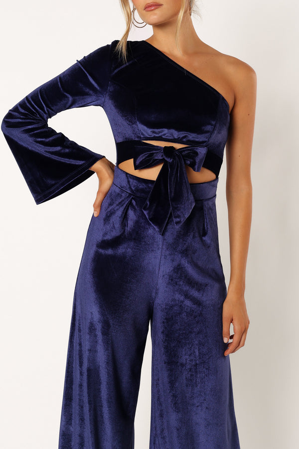 Petal and Pup USA Rompers Avery Velvet Jumpsuit - Sapphire