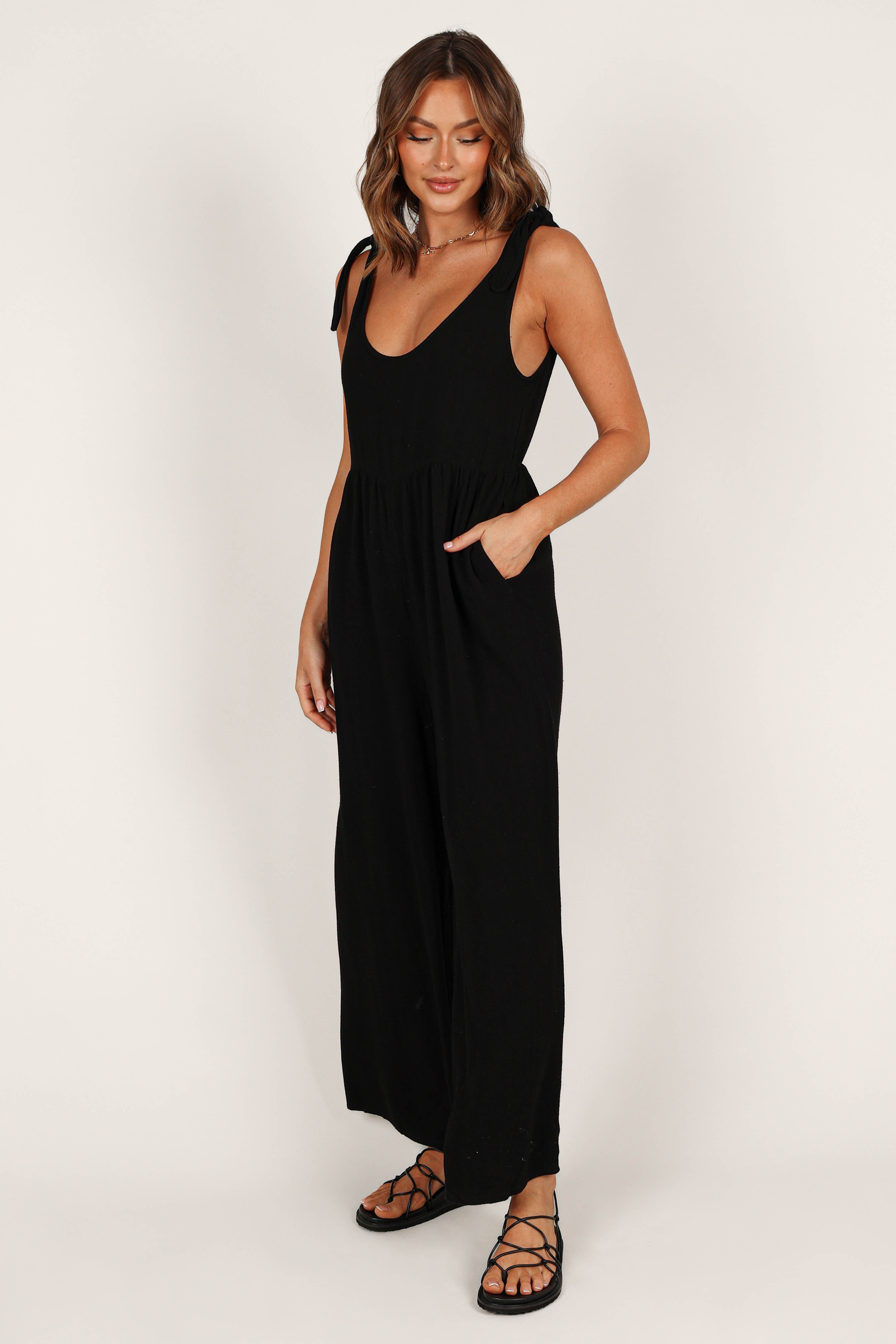 Ayla Linen Jumpsuit - Black | Petal & Pup USA