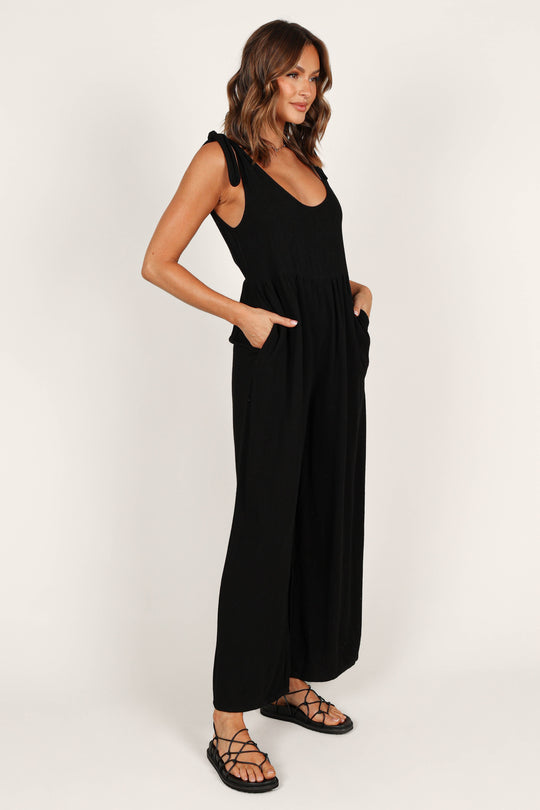 Ayla Linen Jumpsuit - Black - Petal & Pup USA