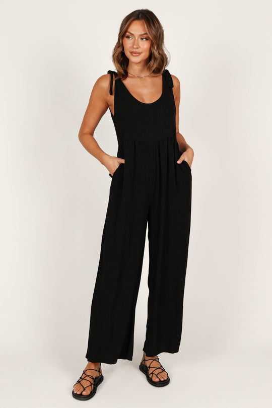 Ayla Linen Jumpsuit - Black - Petal & Pup USA