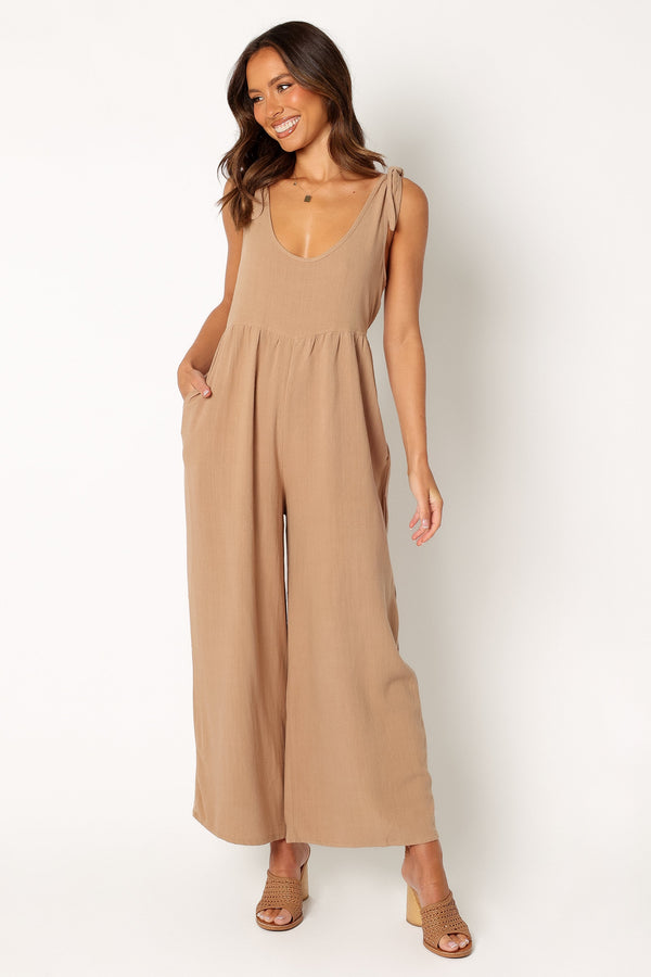 Petal and Pup USA Rompers Ayla Linen Jumpsuit - Mocha