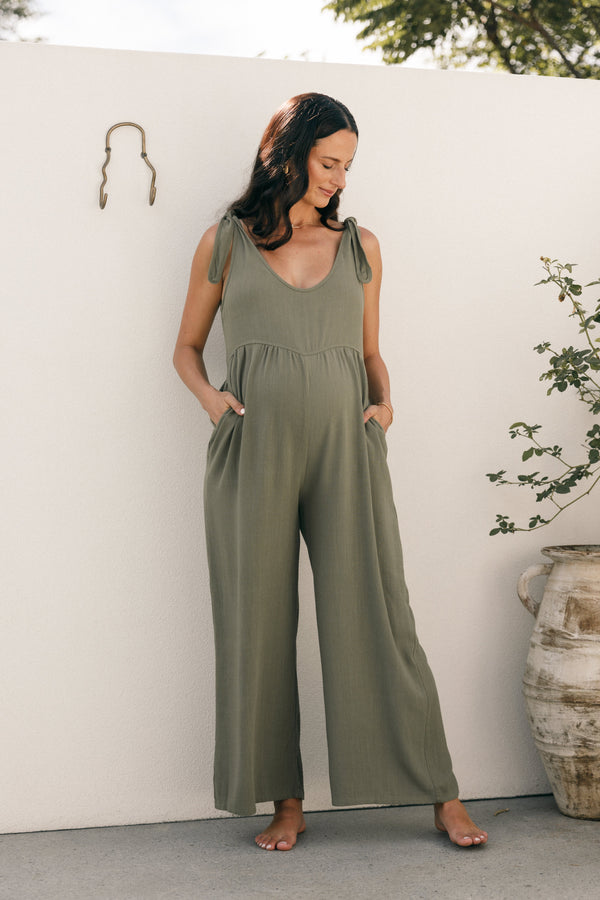 Petal and Pup USA Rompers Ayla Linen Jumpsuit - Olive