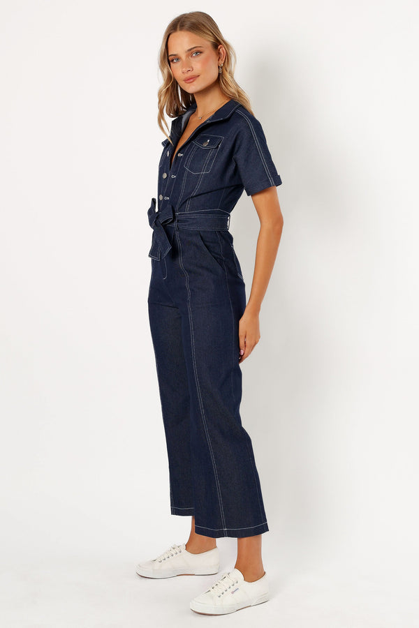 Petal and Pup USA Rompers Demi Contrast Stitch Jumpsuit - Dark Denim