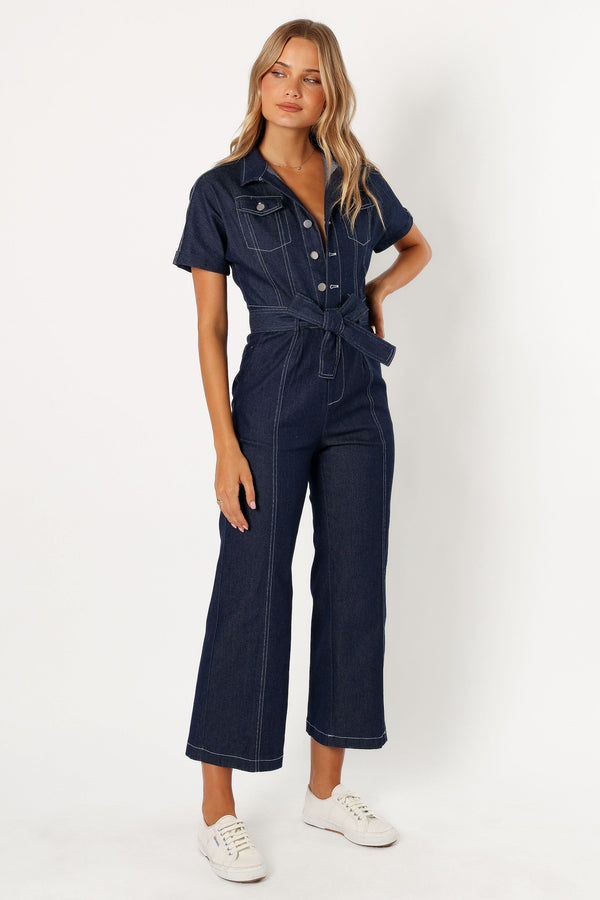 Petal and Pup USA Rompers Demi Contrast Stitch Jumpsuit - Dark Denim