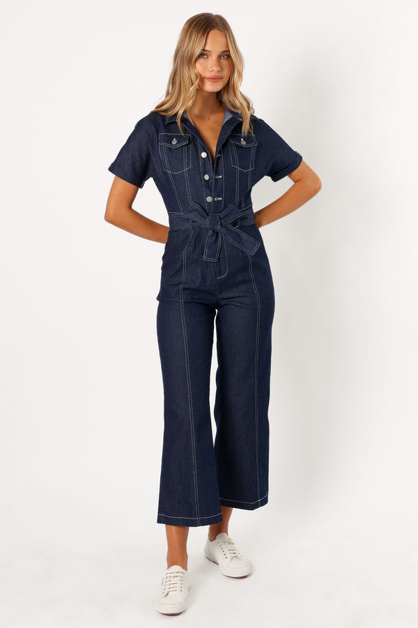 Petal and Pup USA Rompers Demi Contrast Stitch Jumpsuit - Dark Denim