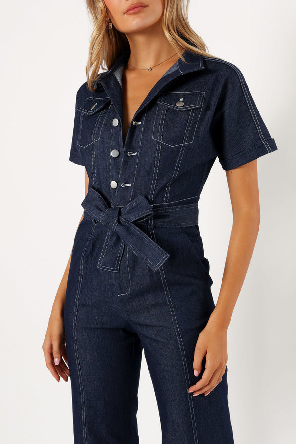 Petal and Pup USA Rompers Demi Contrast Stitch Jumpsuit - Dark Denim