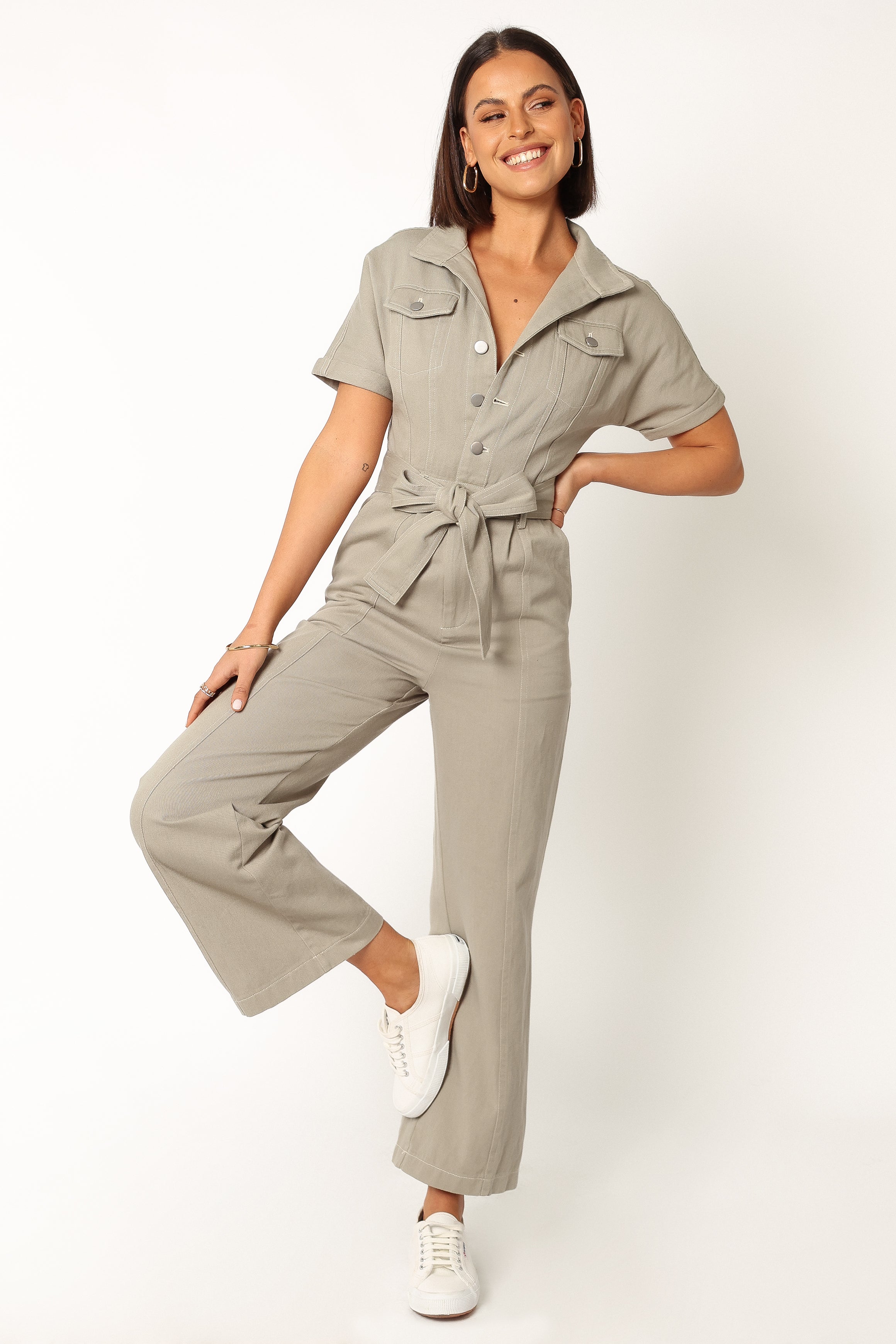 Petal and Pup USA Rompers Demi Contrast Stitch Jumpsuit - Olive