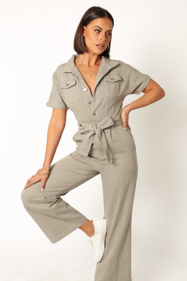 Petal and Pup USA Rompers Demi Contrast Stitch Jumpsuit - Olive