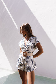 Petal and Pup USA Rompers Georgina Tie Waist Romper - Navy