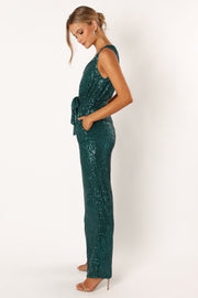 Petal and Pup USA Rompers Katherine Sequin Jumpsuit - Emerald