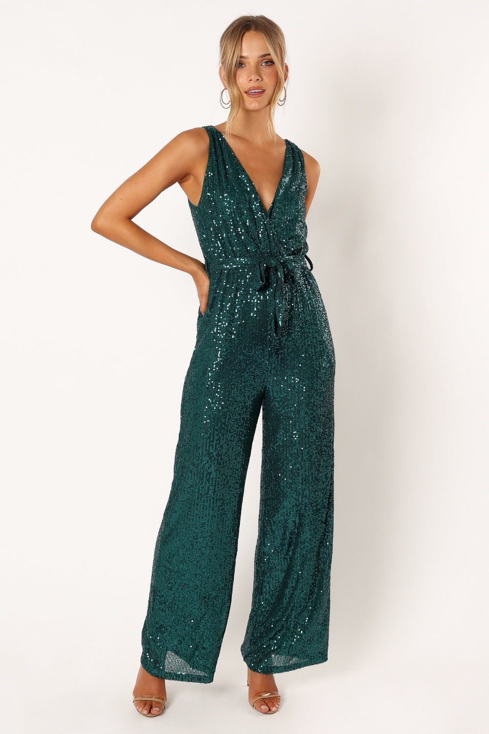 Petal and Pup USA Rompers Katherine Sequin Jumpsuit - Emerald